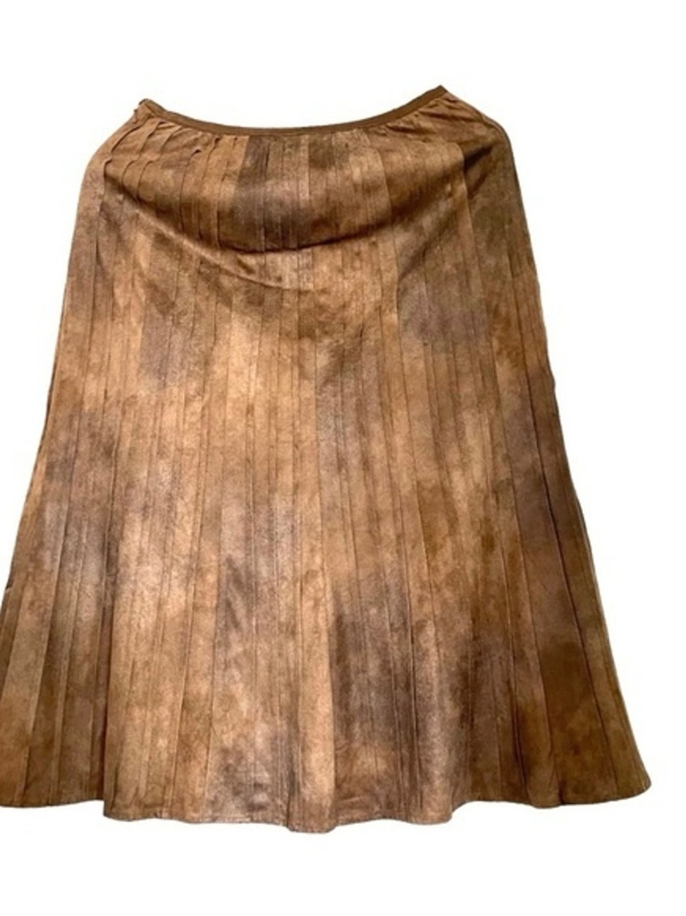NIC+ZOE Faux suede Brown Pleated Midi Skirt sz:4